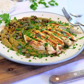 Curried Lentil Puree And Chicken Escalopes With Fine Herbs